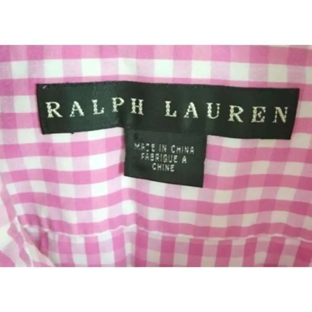 Ralph Lauren Boys Sz 10‎ Pink/White Checked Short Sleeve Gingham Type Shirt NWOT
